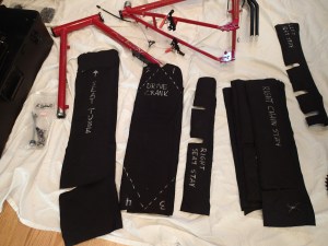 Each piece has its own custom protection piece. Note the frame is two pieces.