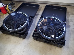 Bikes in their boxes